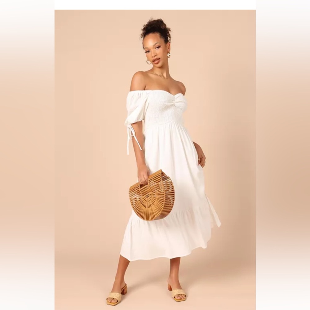 Petal & Pup Conrad Off the Shoulder Dress White